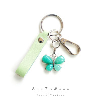 简约天然水晶蝴蝶钥匙扣创意温柔百搭女闺蜜包包挂件饰品时尚挂饰