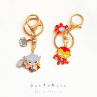 复仇者联盟卡通钥匙扣创意动漫同款钢铁侠蜘蛛侠包包挂件钥匙配饰