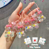 水晶透明色糖果熊钥匙扣创意卡通汽车钥匙挂件少女包包挂饰礼品