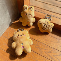 创意饼干捏捏发声公仔钥匙扣情侣可爱小猫毛绒书包挂件生日礼物