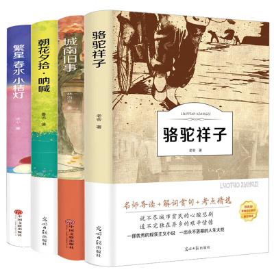 中国文学名著4本[有声伴读]城南旧事 骆驼祥子 冰心繁星春水小桔灯 朝花夕拾呐喊鲁迅老舍林海音四五六