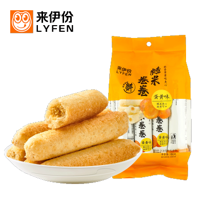 来伊份蛋黄味糙米卷360g(180gx2袋)膨化食品饼干休闲零食米果卷小吃能量棒来一份