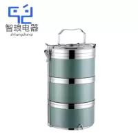 万允 多层分格304不锈钢食品级保温饭盒16cm 三层 绿色/个
