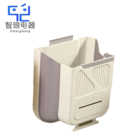 万允 家用可折叠壁挂式垃圾桶 灰白 10L/个