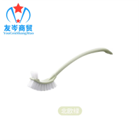友岑加厚塑料长柄双面软毛清洁马桶刷/个(北欧绿)