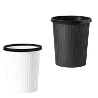 欢农 条纹垃圾筒黑白灰 28cm/个