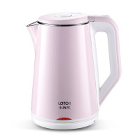 小浣熊电热水壶酒店电水壶家用烧水壶食品级不锈钢热水壶礼品 SH37双层电热水壶-樱花粉