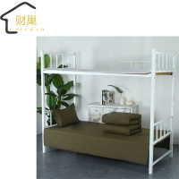 财巢 军绿色学生宿舍单人床三件套(被罩150*205 床单150*210 枕套48*74)/套(32纱织纯棉军绿)