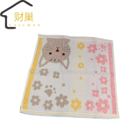 财巢 猫咪方巾面巾33*34cm 粉色/条