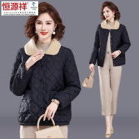 恒源祥彩羊小个子妈妈秋冬装羽绒棉服短款外套中老年女轻薄小棉袄