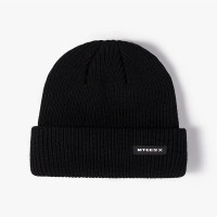 南极人帽子男秋冬冷帽潮牌保暖日系雅痞针织瓜皮帽女包头百搭字母毛线帽 黑色 均码