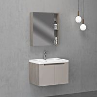 金牌卫浴家用奶灰浴室柜组合现代简约陶瓷一体洗脸盆卫浴柜卫生间洗漱台洗手盆KA(不含安装)