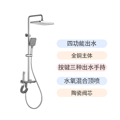 金牌卫浴GOLD A25四挡全铜花洒 隐藏式下出水 KA(不含安装)RFJZ13225B