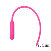 SM用品情趣用品硅胶震动马眼棒男女用震动棒跳蛋自慰后庭同志成人用品 长款粉7.5mm