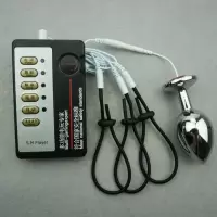 情趣玩具电击脉冲大号按摩高潮自慰器实心金属肛塞阴茎环成人男用组合