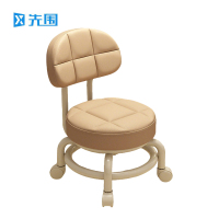 先围 靠背滑轮矮凳 32*52cm-浅咖 个