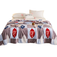 植巾 JYMT140 120*200cm 字母叶-灰 法莱绒珊瑚绒保暖毛毯 1条