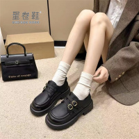 蛋卷鞋黑色厚底百搭加绒小皮鞋女2023秋冬季新款英伦风日系jk单鞋