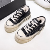 蛋卷鞋增高棉鞋女2023冬新款加绒加厚小白鞋百搭松糕休闲毛毛鞋子