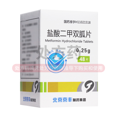 京丰 盐酸二甲双胍片 0.25g*48片/瓶/盒 Rx