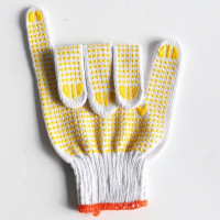 添盾 TD-GL720G-7针黄点双面点塑涤棉 7针漂白720g点塑纱线手套 12副/打