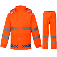 添盾 TD-BP604荧光橙 带反光条双层分体雨衣(带网格内衬)荧光橙 M-XXXXL码