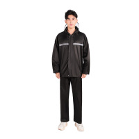 添盾 TD-BPDLY115黑色 带反光条双层分体雨衣(带网格内衬,大帽檐,牛津布)