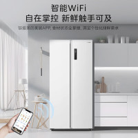 美的490风冷无霜一级能效双开门变频对开门智能家电超薄机身大容量可嵌入家用冰箱 MR-490WKPZE 极地白