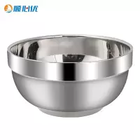 顺心优 双层防烫碗201不锈钢白金碗 18cm/个