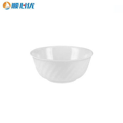 顺心优 耐高温白色纯密胺碗 斜纹碗5寸直径13cm/个