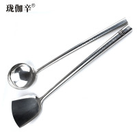 珑伽辛 不锈钢长柄锅铲炒勺套装 二件套/套