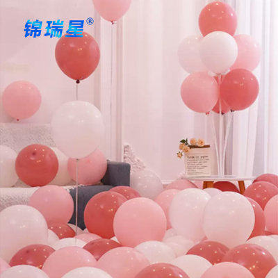 锦瑞星马卡龙气球10寸加厚[胭脂红+粉+白]100个装/包