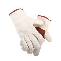 帆布手套 单层加皮劳保手心皮布手套 耐磨用电焊机械保护手套