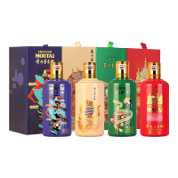 贵州茅台酒 走进四国系列(走进 意大利 坦桑尼亚 俄罗斯 智利)53度酱香型白酒 375ml*4瓶 组合