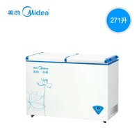 美的(Midea)271升 商用家用囤货冰柜 大容量冷藏冷冻双箱双温冷柜 可移动蝶形门 卧式冰箱 BCD-271VMQ