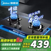 [政府补贴]美的台式嵌入式燃气灶双灶大火力灶具家用4.8kw猛火灶灶台双眼炉具煤气灶台嵌两用JZY-Q217B-M液化气