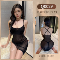 九里晴川内衣网纱吊带连衣性感蕾丝睡裙透视打底ins成人用品 Q0029 均码