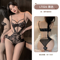 九里晴川LT026新款气质吊带连体衣性感蕾丝透视收腰情趣内衣分销 九里晴川LT026[镂空连体衣-黑] 均码