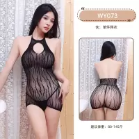 九里晴川情趣内衣女性感条纹镂空开档网衣豹纹纹网连体撕扯网衣裙 九里晴川WY073[紧身网衣裙] 均码