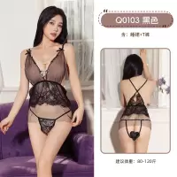 九里晴川情趣内衣纯欲诱惑深V开裆免脱小胸床性感网纱睡裙 九里晴川Q0103[蕾丝吊带裙-黑] 均码