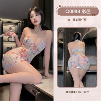 九里晴川魅衣性感内衣女士纯欲魅力装秘书装OL装花开点点吊带裙 九里晴川Q0088[花开点点吊带裙-彩色] 均码