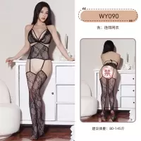 九里晴川WY090无裆花纹连体网衣申深V性感成熟蕾丝镂空吊带连体衣 九里晴川WY090[无裆花纹连体网衣] 均码