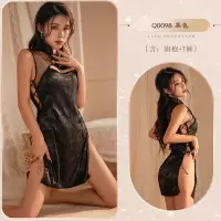 九里晴川性感旗袍复古风情趣制服诱惑透视修身侧开绑带激情套装