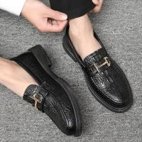 NAKEZG2024新款春秋皮鞋男士百搭鳄鱼纹防滑休闲鞋韩版潮流学生百搭一脚蹬男鞋子