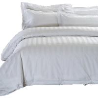 豆恒实(DHS)1.5米床40支全棉缎条白色三件套 ZY-SJT11/套