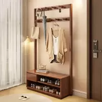 昇恒轩 衣帽架鞋柜一体 60cm/组 木质鞋柜架 搭衣服架胡桃木