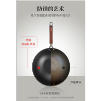 德铂窒氮防锈轻铁锅0涂层DEP-DS326(带盖)