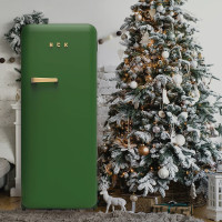 哈士奇 HCK 281升复古烤漆圆弧冰箱单门一级能效冷冻冷藏家用低音厨房办公室宿舍 BC-330RDE 圣诞绿