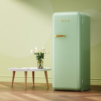 哈士奇HCK281升复古冰箱客厅餐厅茶水间单门独立冷冻室冷藏柜一级能效大容量冰箱 BC-130GGA 薄荷绿
