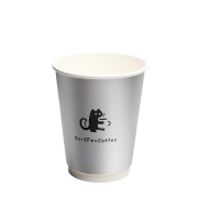 双层加厚拉丝银色纸杯 400ml